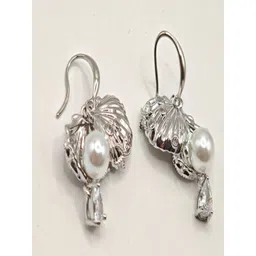 SAPRAA TRENDS Stainless Steel Rhodium-Plated American Diamond Studded Quirky Drop Earrings-picture-32