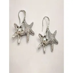 SAPRAA TRENDS Stainless Steel Rhodium Plated Diamond Studded & Pearls Beaded Drop Earrings-picture-33