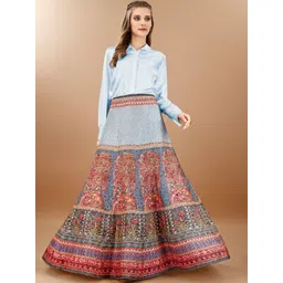 SAPTRANGI Floral Print Maxi Skirts image 1