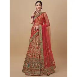 SAPTRANGI Printed Kalamkari Ready to Wear Lehenga & Blouse With Dupatta-picture-10