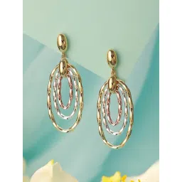 Saraf RS Jewellery Anti-Tarnish 3 Toned Twisted Elliptical Concentric Ring Hoop Earrings for Women-picture-25