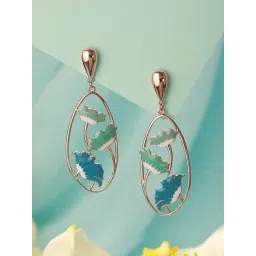 Saraf RS Jewellery Anti-Tarnish Gold PlatedBlueEnamelled Floral Statement Earrings for Women-picture-25