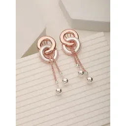 Saraf RS Jewellery Anti-Tarnish Rose Gold 2 Toned Circular KnottedDangling Earrings for Women-picture-28