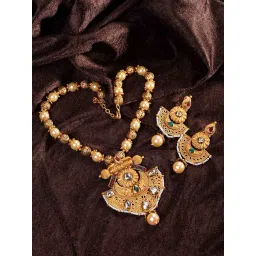 Saraf RS Jewellery Antique Gold Plated Kundan Studded Rajwadi Jewellery Set-picture-42