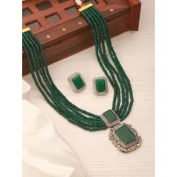 Saraf RS Jewellery Emerald Onyx Classic Necklace & Earring Set-picture-21