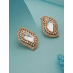 Saraf RS Jewellery Gold Kundan & CZ Studded Studds Earrings-picture-26