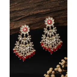 Saraf RS Jewellery Gold Kundan Studded Chandelier Earrings-picture-23