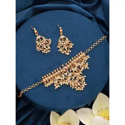 Saraf RS Jewellery Gold-Plated AD-Studded & Pearl-Beaded Jewellery Set-picture-34