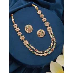 Saraf RS Jewellery Gold Plated American Diamond Studded Jewellery Set-picture-13