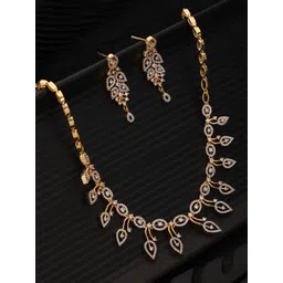 Saraf RS Jewellery Gold-Plated & AD Stone-Studded Floral Jewellery Set-picture-22