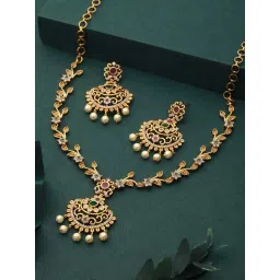 Saraf RS Jewellery Gold Plated CZ Studded Floral Jewellery Set-picture-23