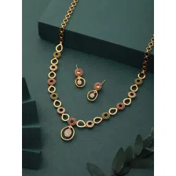 Saraf RS Jewellery Gold Plated CZ Studded Minimal Jewellery Set-picture-42