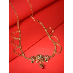 Saraf RS Jewellery Gold-Plated Green & White Kundan Studded & Beaded Waist Chain-picture-12