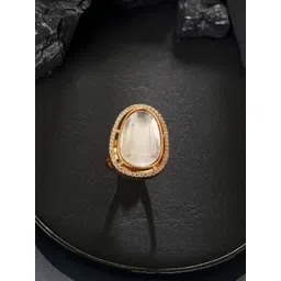 Saraf RS Jewellery Gold Plated Kundan Studded Bridal Handcrafted Adjustable Finger Rings-picture-28