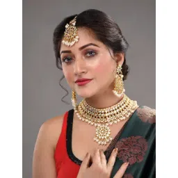 Saraf RS Jewellery Gold Plated Kundan Studded Pearls Beaded Traditional Jewellery Set-picture-20