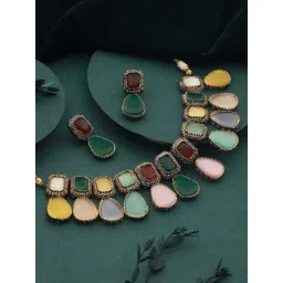 Saraf RS Jewellery Gold-Plated Multi Polki Kundan Studded Pearl-beaded Jewellery Set-picture-19