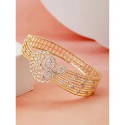 Saraf Rs Jewellery Gold Plated Zircon Embellished Floral Statement Bracelet-picture-43