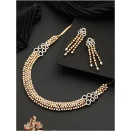 Saraf RS Jewellery Gold Polished White CZ Studded Contemporary Jewellery Set-picture-29
