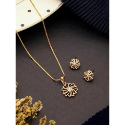 Saraf RS Jewellery Gold Statement Cubic Zircon Studded Solar Minimal Pendant & Earring Set-picture-42