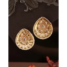 Saraf RS Jewellery Gold Statement Kundan Studded Designer Pearl Beaded Designer Stud Earring-picture-16
