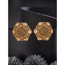 Saraf RS Jewellery Gold Statement Kundan Studded Filigree Intricate Stud Earring-picture-27