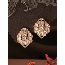 Saraf RS Jewellery Gold Statement Polki Kundan Studded Designer Floral Bridal Stud Earring-picture-41