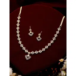 Saraf RS Jewellery Gold Toned AD Studded Geometric Shaped Delicate Jewellery Set-picture-37