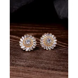 Saraf RS Jewellery Gold-Toned & White Quirky Studs Earrings image 1