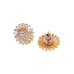 Saraf RS Jewellery Gold-Toned & White Quirky Studs Earrings image 2