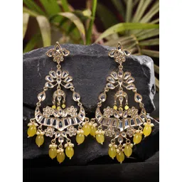 Saraf RS Jewellery Gold-Toned & Yellow Contemporary Chandbalis Earrings-picture-24