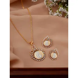 Saraf RS Jewellery Gold Toned Ginni Pendant & Earrings Set-picture-30