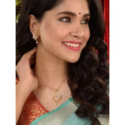 Saraf RS Jewellery Gold-Toned White AD Studded Jewellery Set-picture-18