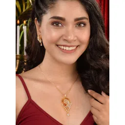 Saraf RS Jewellery Gold-Toned White AD Studded Jewellery Set-picture-15