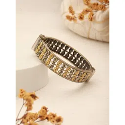 Saraf Rs Jewellery Multi Silver Oxidised dual Toned Filigree Openable Kada Bracelet-picture-28