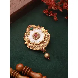 Saraf RS Jewellery Multi Stone Floral Handcrafted Broach Saree Pin-picture-10