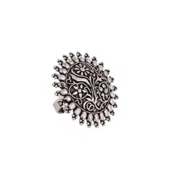 Saraf RS Jewellery Oxidised Silver Toned Filigree Ring-picture-17
