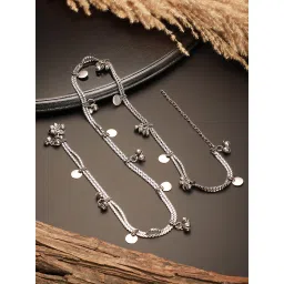 Saraf RS Jewellery Oxidised Silver Toned Ghungroo Trendy Minimal Kamarbandh image 4