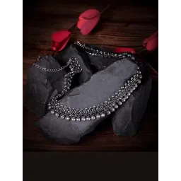 Saraf RS Jewellery Oxidised Silver Toned Textured Necklace-picture-16