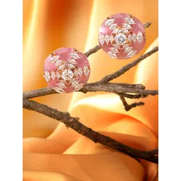 Saraf RS Jewellery Pink & White Rose Gold-Plated AD Circular Studs Earrings-picture-28