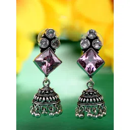 Saraf RS Jewellery Pink Classic Jhumkas Earrings-picture-35