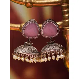 Saraf RS Jewellery Pink Contemporary Jhumkas Earrings-picture-36