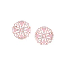 Saraf RS Jewellery Pink Floral Handcrafted Studs Earrings image 3