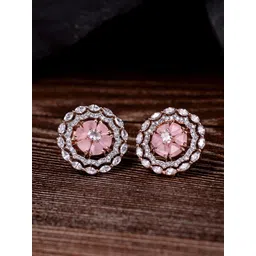 Saraf RS Jewellery Pink Floral Studs Earrings-picture-15