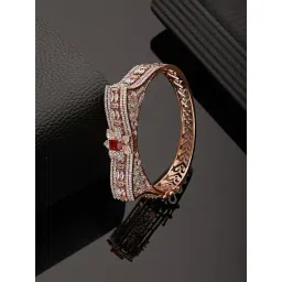 Saraf Rs Jewellery Red Rose Gold Toned AD Studded Designer Kada Bracelet-picture-38