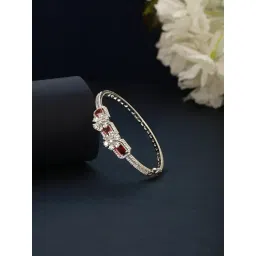 Saraf Rs Jewellery Red Silver Plated Delicate Luxe Floral Bracelet-picture-43