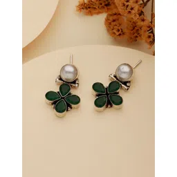 Saraf RS Jewellery Rhodium-Plated Oxidised Classic Drop Earrings-picture-38