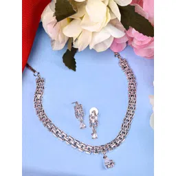 Saraf RS Jewellery Rhodium-Plated White AD Studded Jewellery Set-picture-26