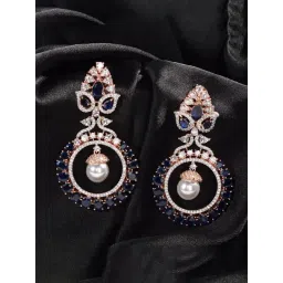 Saraf RS Jewellery Rose Gold AD Studded Chandbali Earrings-picture-13