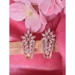 Saraf RS Jewellery Rose Gold Plated AD Studded Baali Earrings-picture-11