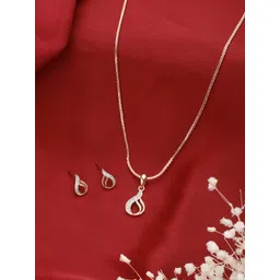 Saraf RS Jewellery Rose Gold Plated AD Studded Swirl Minimal Pendant Jewellery Set-picture-26